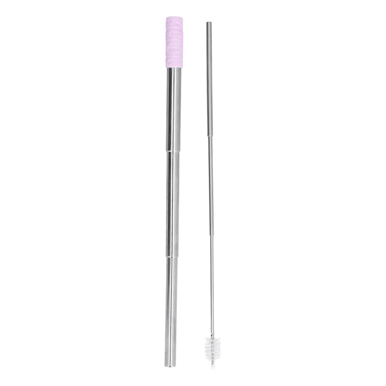 Ironctic Foldable Straw, Easy to Clean Durable Telescopic Drinking Straw with Brush for Drinks for Coffee(Lavender)