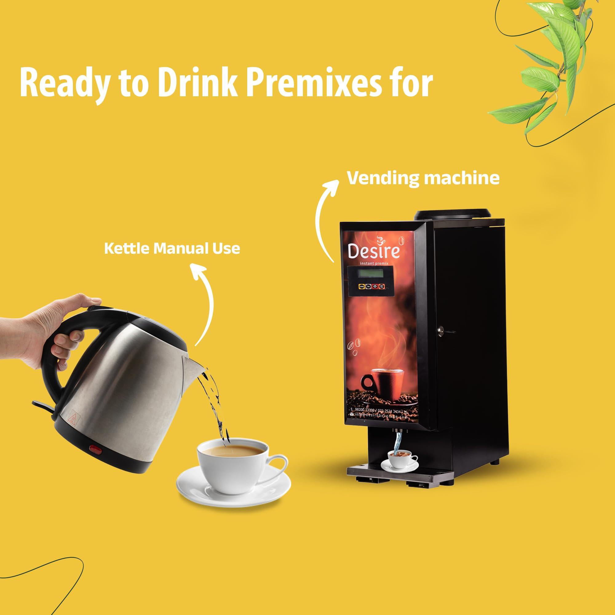 Desire instant premix Desire Instant Premix Lemongrass Ginger Tea Powder Low Sugar (Diet) - Boost Immunity Chai - Ideal for Manual or Vending Machines Use - Infused with Natural Lemongrass Plant and Ginger Extract - 500g