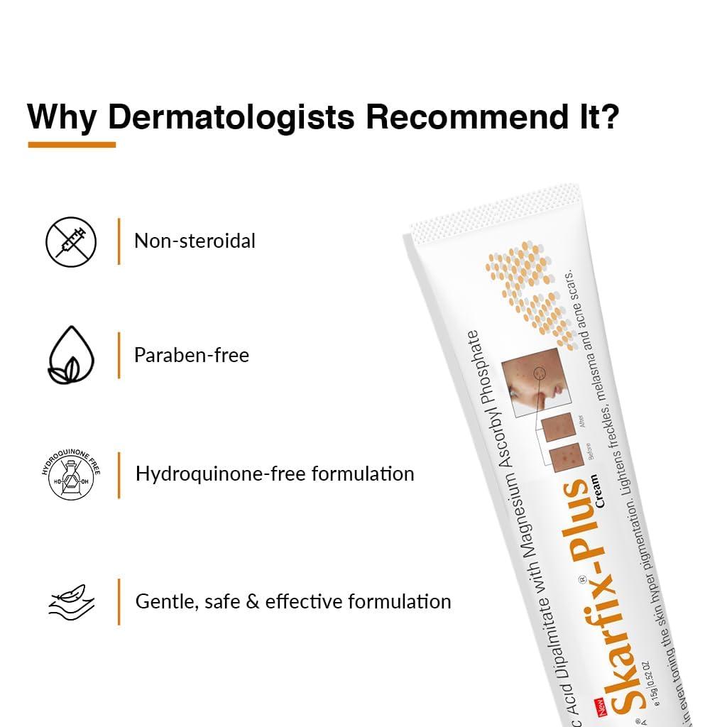 FIXDERMA Fixderma 2% Kojic Acid + 1% Arbutin Skarfix-Plus Scar Removal Cream | Hyperpigmentation Removal Cream and Acne Scars Removal Cream | Helps to Reduce Melasma- 15 g