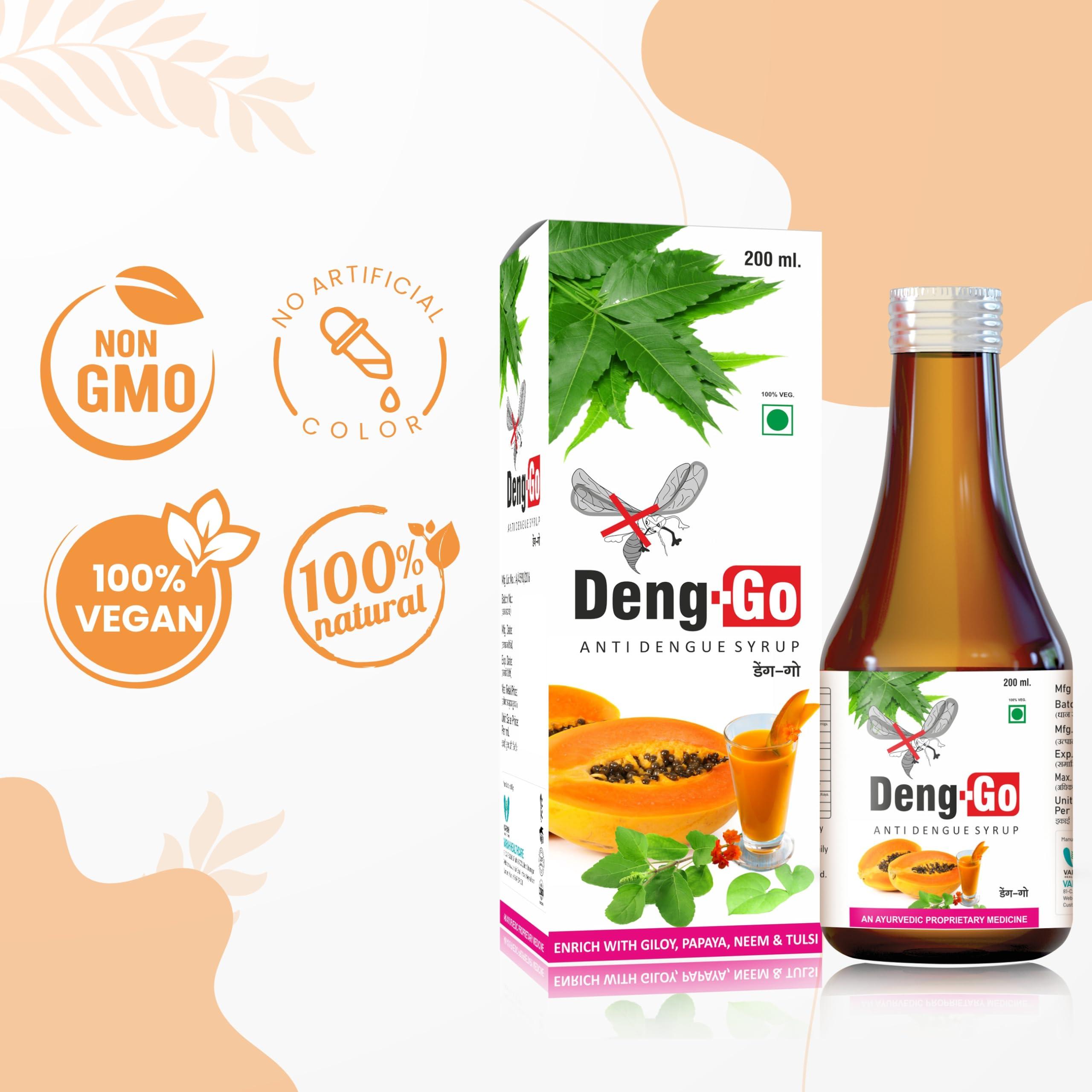 VARAH Varah Healthcare - Deng-Go Syrup | Ayurvedic Dengue Fever Relief | Den-Go Syrup for Dengue Treatment & Prevention | Herbal Dengue Medicine | 200ml