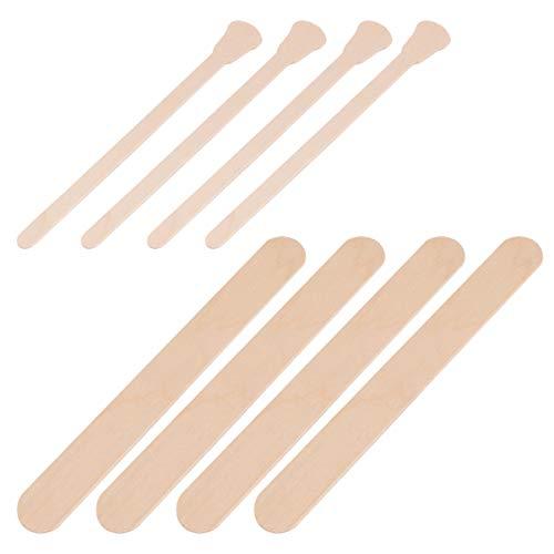 Artibetter ARTIBETTER 200pcs Wood Wax Sticks Facial Body Waxing Applicator Stick Round Square Hair Removal Spatula Sticks for Women Men