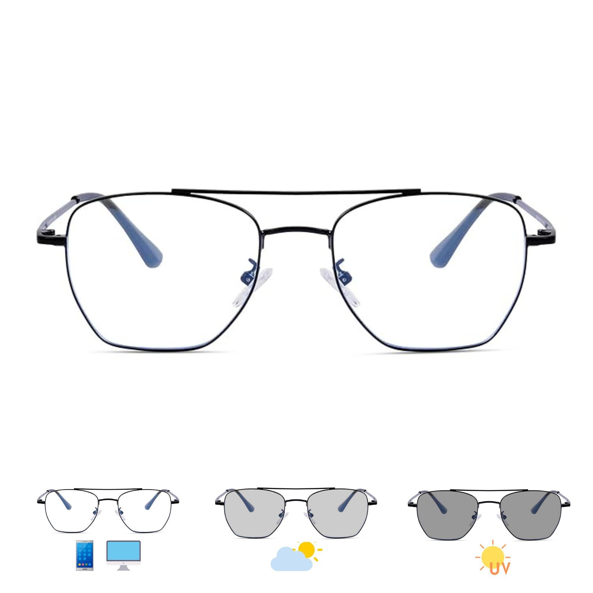 Vast Vast Photochromic Blue Cut Computer Glasses for Eye Protection | Zero Power Anti Glare & Blue Light Filter | UV Protect Specs for Men & Women| Frames| Cooling Glasses Lens