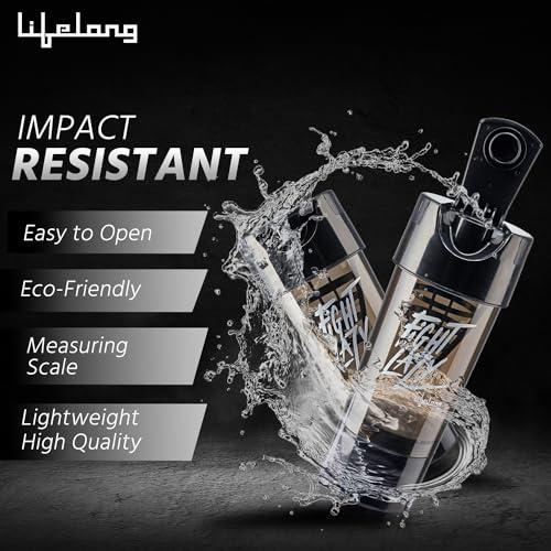 Lifelong Lifelong Protein Shaker|100% Leakproof Stylish Protein Shaker Bottle with Extra Compartment|BPA Free Sipper Bottle|Gym Bottle for Protein- 500ml (LLSHB02, Black),Plastic