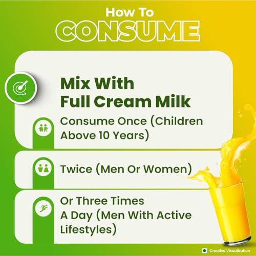 NUTRELA Nutrela Weight Gainer Powder - 500 gram, Mango Flavour | 20g Protein, 66.8 Carbs, 13 Vitamins & 12 Minerals with Khandsari Sugar | Ideal for Athlete, Men, Women & Kids above 10 Year