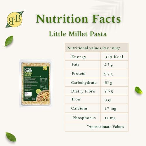 B&B Organics 5000 BC Little Millet Pasta (180g Pack of 2)/ Saamai pasta/Natural and Preservative Free/Zero Additives