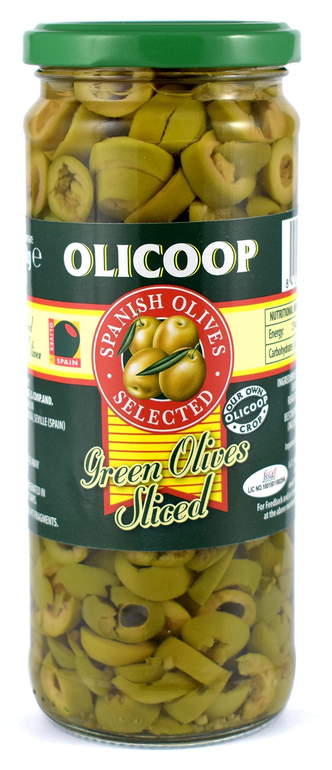 Olicoop Olicoop Green Sliced Olive, 450g, Pack of 2, Produced in Spain