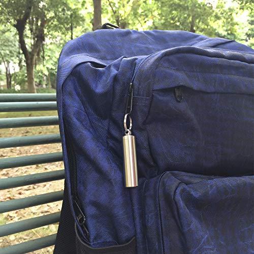 warmUS Medical Grade Stainless Steel Pill Fob with 2 Cleaner Brushes and 2 Sealing Rings Emergency Aspirin Waterproof Keychain Pill Holder(Diameter - 0.59\" x Height 1.96\")