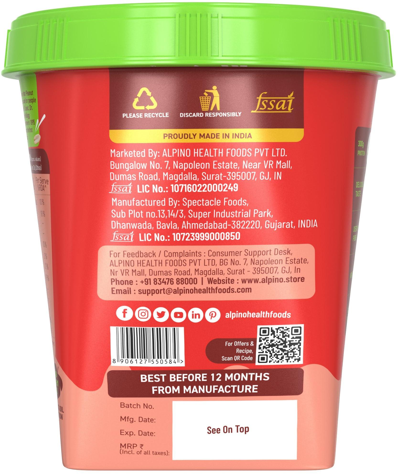 Alpino ALPINO High Protein Dark Chocolate Peanut Butter Smooth 1kg - Roasted Peanuts, Dark Chocolate, Whey Protein & Pea Protein 30g Protein, Gluten Free - High Protein Peanut Butter Creamy