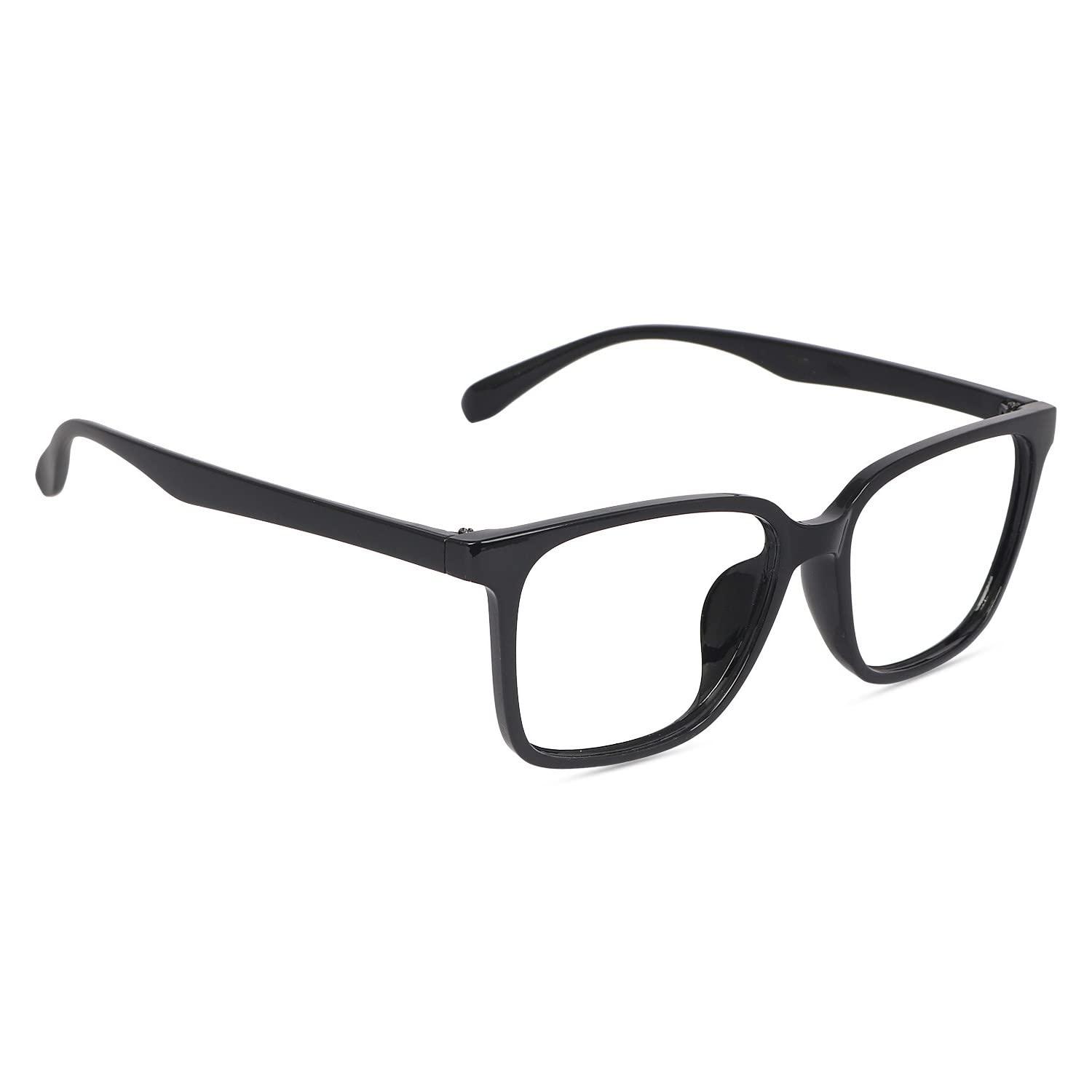 Dervin Dervin Blue Light Blocking Glasses Gaming Filter Transparent Square Eyeglasses for Eye Protection Men and Women, Computer/Tablet/Laptop/Mobile/TV, Anti-blue & Anti eyestrain (Black)