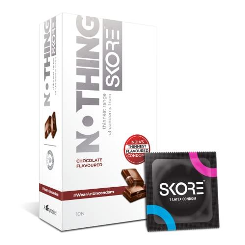 Skore Skore Nothing Thinnest Pleasure Condoms | Flavored Chocolate & Strawberry | With Disposal Pouches| Pack of 2 | 10's each