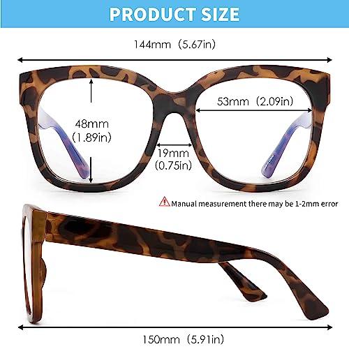 JIM HALO JIN HALO Oversized Square Computer Glasses Blue Light Blocker Glasses for Women Reduce Eye Strain Tortoise