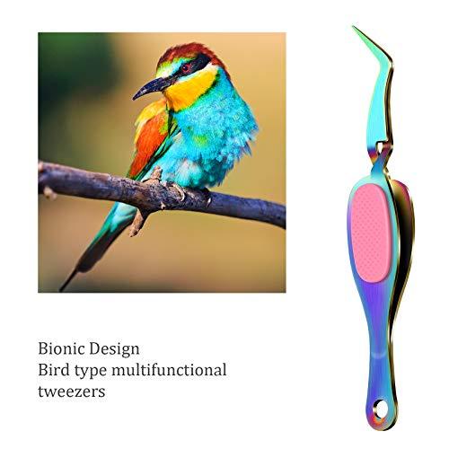 Honoson 3 Pieces Craft Tweezers Stainless Steel Tweezers Soft-Grip Precision Tweezers Crossing Lock Curved Tweezers Pointed Tip Tweezers for Eyelash Extensions Nail Salon Beading Jewelry Tool