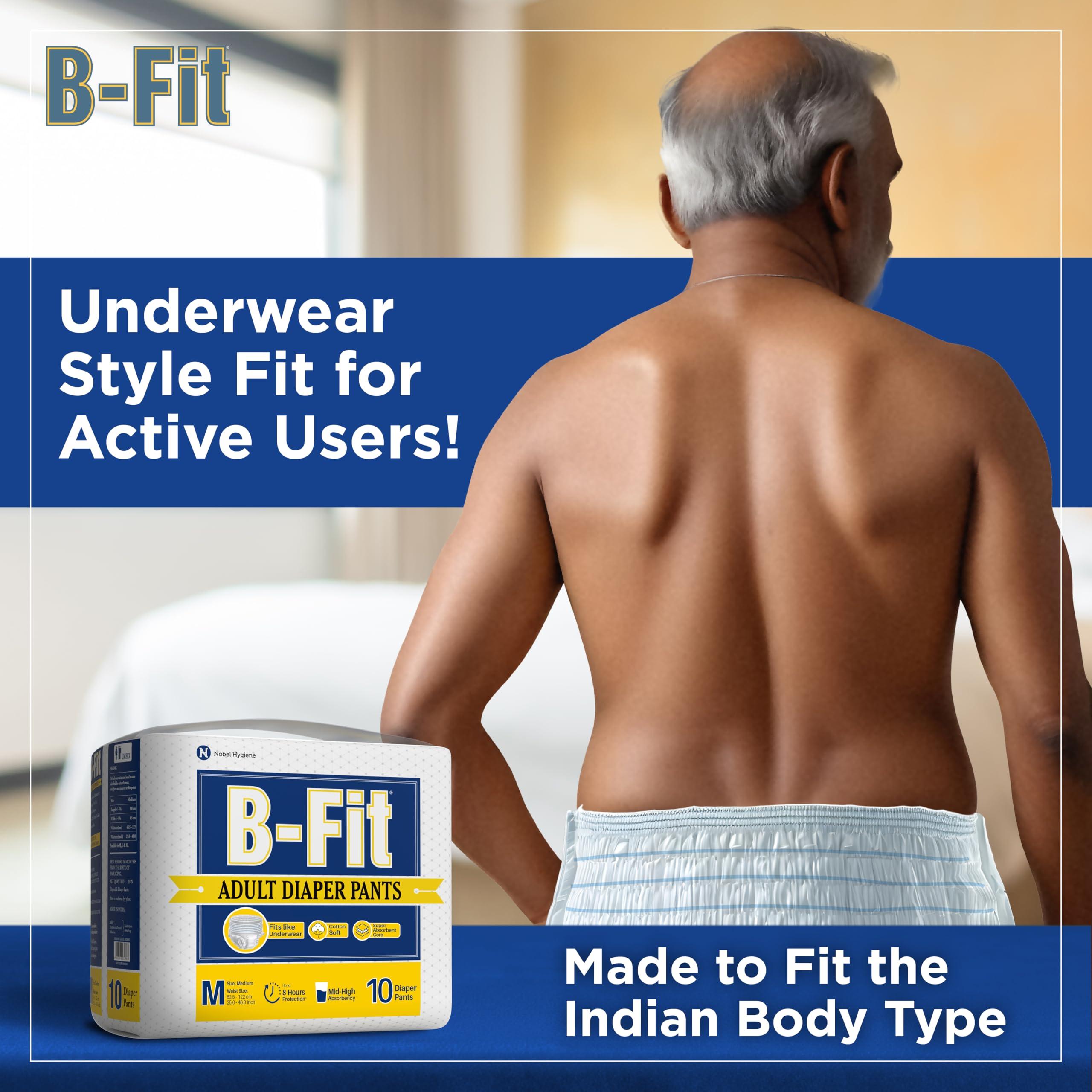 B-FIT B-FIT Adult Diapers Pant Style (Medium) 40 Count, Unisex, Leakproof, Elastic Waist, Wetness Indicator,Waist Size 25-48 Inch ; 63.5-122 cm