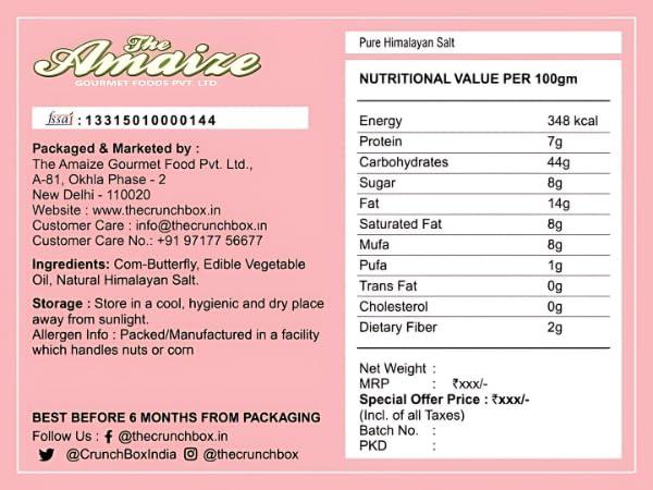 The Crunch Box The Crunch Box presents Pure Himalayan Salt Popcorn | Healthy Vegetarian Snacking for all Age |175gms | Popcorn for Every Occassion | Gluten Free