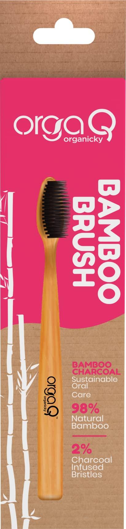 OrgaQ Organicky OrgaQ Organicky Adult Natural Bamboo Automatic Toothbrush With Castor Bean Bristle For Oral Care|Eco Friendly-2 Pc