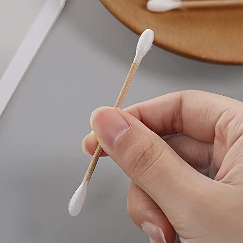 ZQBIEE ZQBIEE® 100 Sticks/Box Bamboo Cotton Swabs/Earbuds 100% Eco-Friendly & Natural Double Tipped Ear Cotton Sticks Ear Cleaning Picks Buds (Pack of 2)