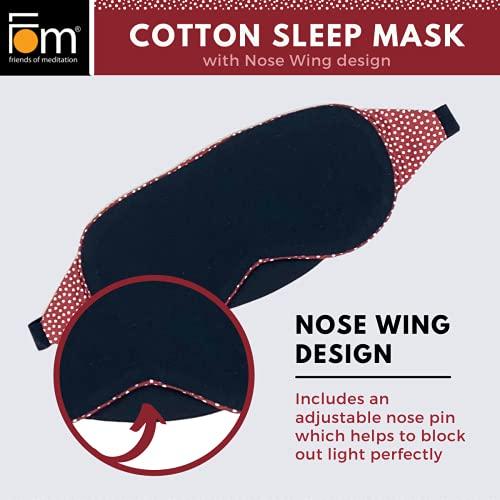 FOM (Friends of Meditation) Friends of Meditation 100% Cotton Sleep Mask | Light Blocking Sleep Eye Mask, Comfortable & Soft, Night Eye Mask for Travel | 100% Blackout w Nose Wire & Adjustable Band (Red)
