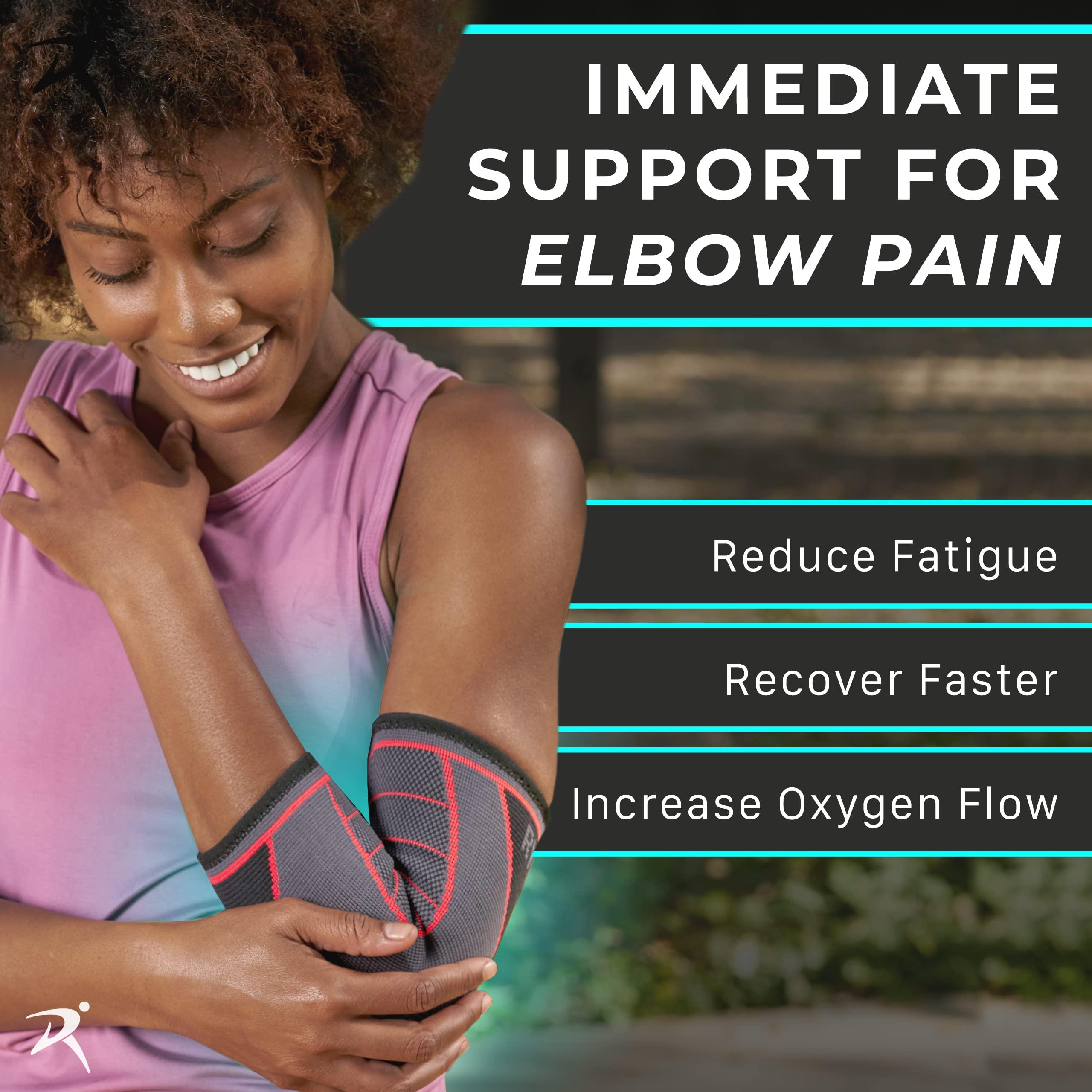 Rymora Rymora Fitness Elbow Brace- L, Compression Support Sleeve for Tendonitis, Tennis Elbow, Golf Elbow Treatment, Weightlifting & Weak Joints - Reduce Joint Pain During Any Activity!