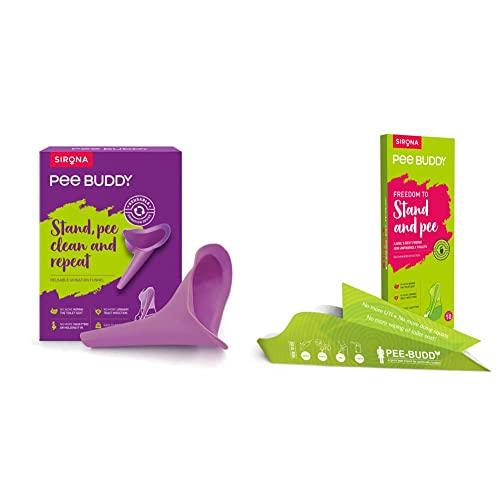 PEE BUDDY Peebuddy Stand And Pee Reusable Portable Urinal Funnel For Women (1 Unit) & Paper Based Disposable Female Urination Device for Women -
