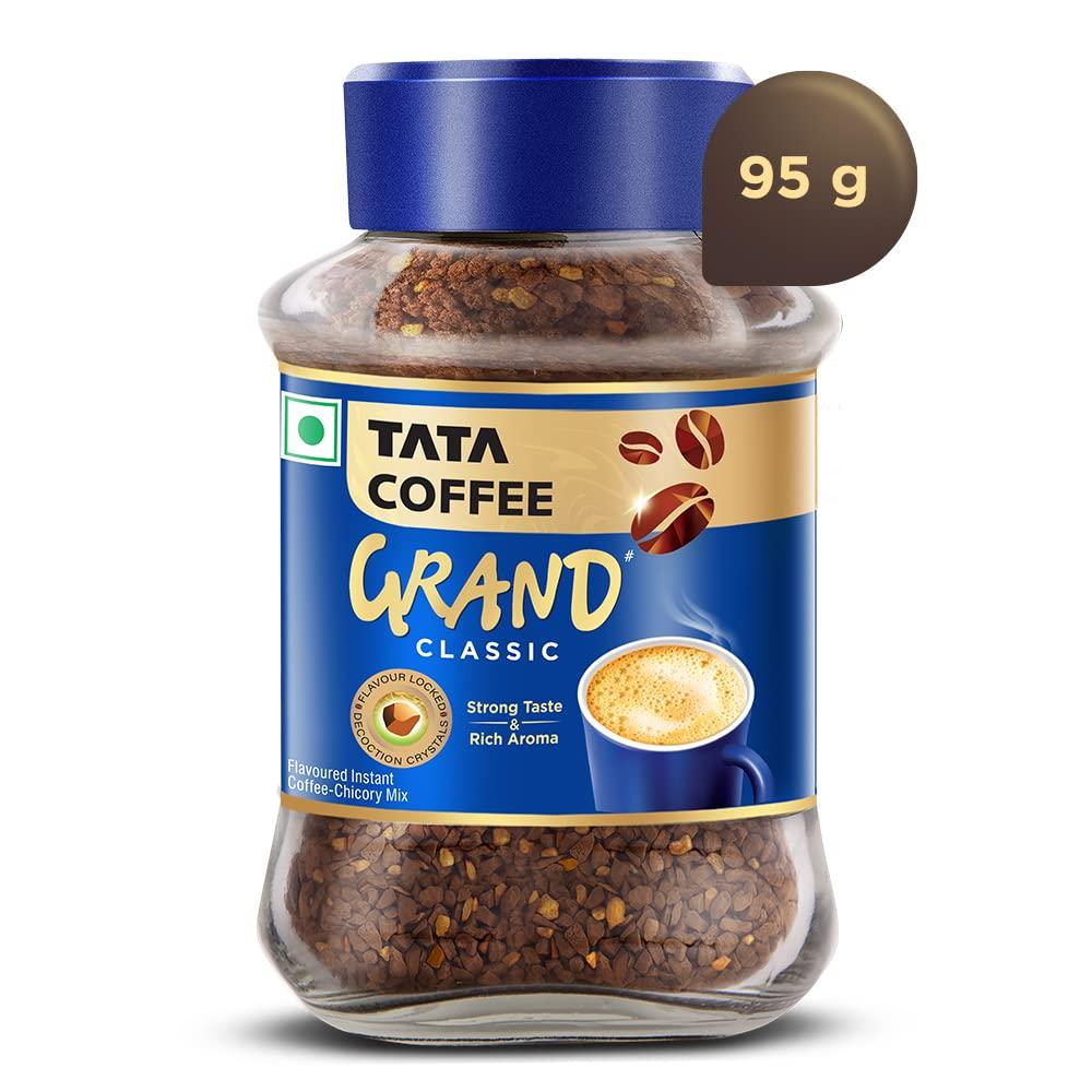 Tata Coffee Grand Tata Coffee Grand Premium Instant Coffee| 200G Pouch, Bag, Powder & Tata Coffee Grand Classic Instant Coffee| With Flavour Locked Decoction Crystals | 95g Jar