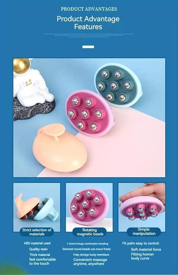 OZKET OZKET Round Shaped Massage Glove,Manual Glove Massager with 7 360-degree Magnetic Roller Balls,Hand Held Deep Tissue Manual Massager for Full Body Massage (Multi)(Pack of 1)