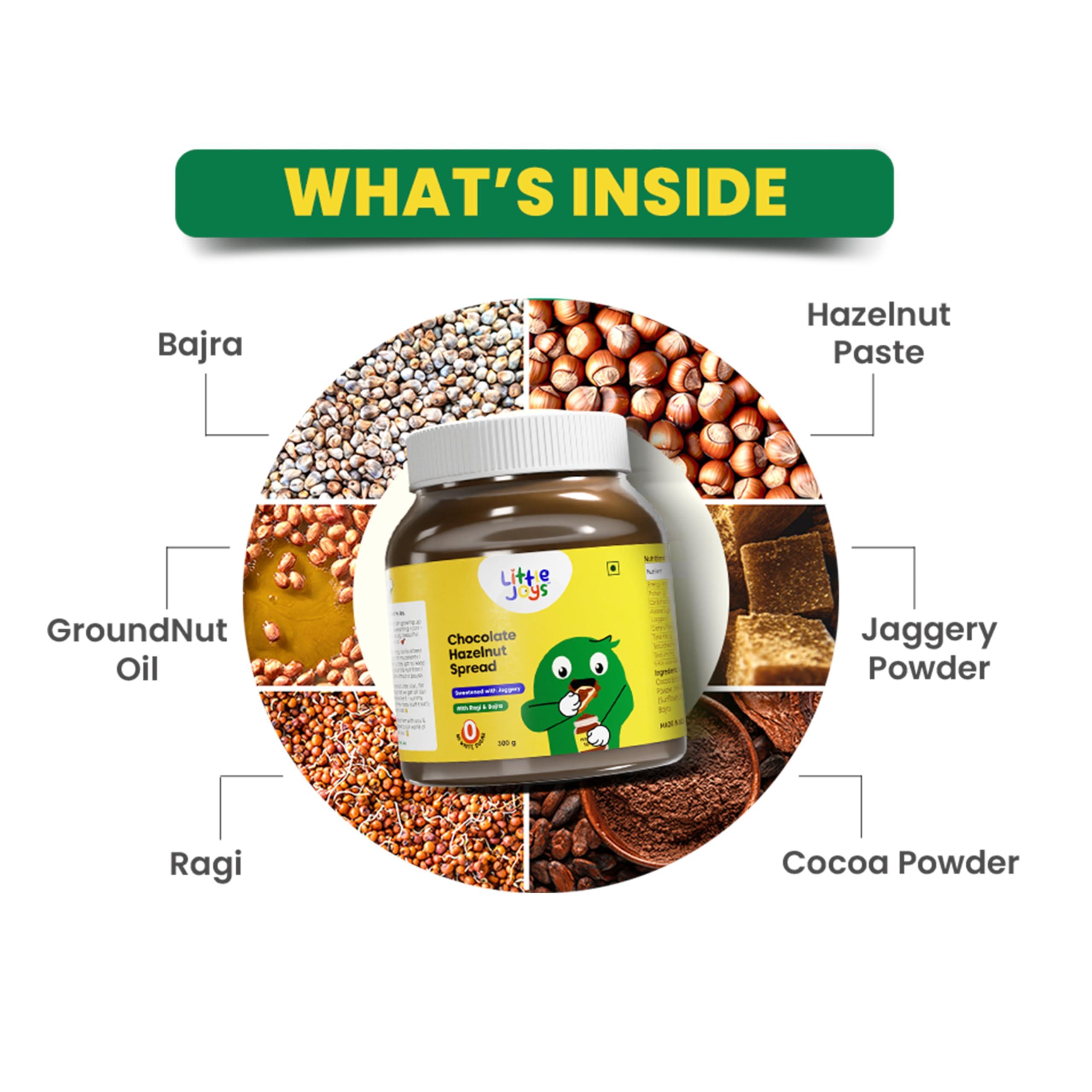 Little Joys Little Joys Chocolate Spread for Kids | Sweetened with Jaggery | With Rich Hazelnut, Cocoa, Ragi & Bajra | No Refined Sugar, No Palm Oil, No Preservatives | 300g