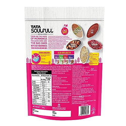 Soulfull Tata SoulfullFruits, Nuts & Seeds Millet Muesli, Contains Flax, Pumpkin & Chia Seeds, 500g & Tata Soulfull 0% Added Sugar Millet Muesli, High Protein, Rich in Fibre, 500g