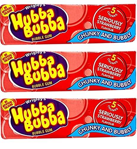 Hubba Bubba Gum Hubba Bubba Bubble Gum Seriously Strawberry Chunky & Bubbly 5 Chunks 35g Pack Of 3
