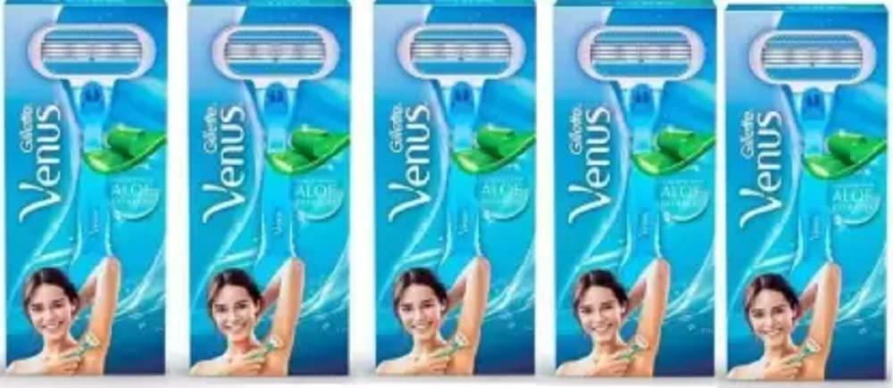 Gillette Venus GILLETTE Hair Removal Razor for Women Aloe Vera Extract (Pack of 5)