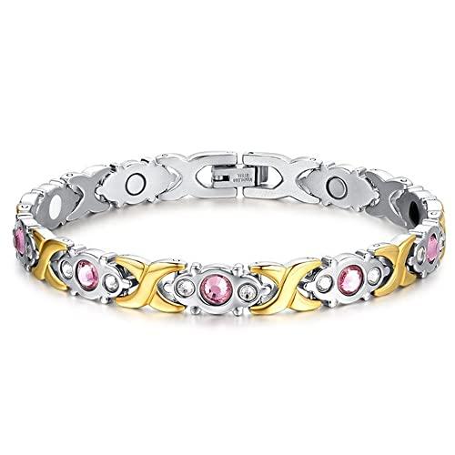 LPDM LPDM Magnetic Therapy Menopause Reliving Bracelet, Magnetic Bracelet for Women, Hot Flashes Menopause Bracelet, Energy Health Energy Bio-Magnetic Bracelets (GoldSliver)
