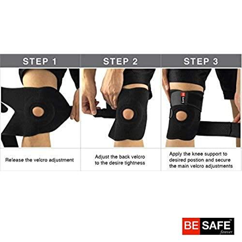 BESAFE Forever BESAFE Forever Knee Cap Support Band for Elderly Old Men and Women Open Patella Pain Relief Knee Brace, Single, Large, Black