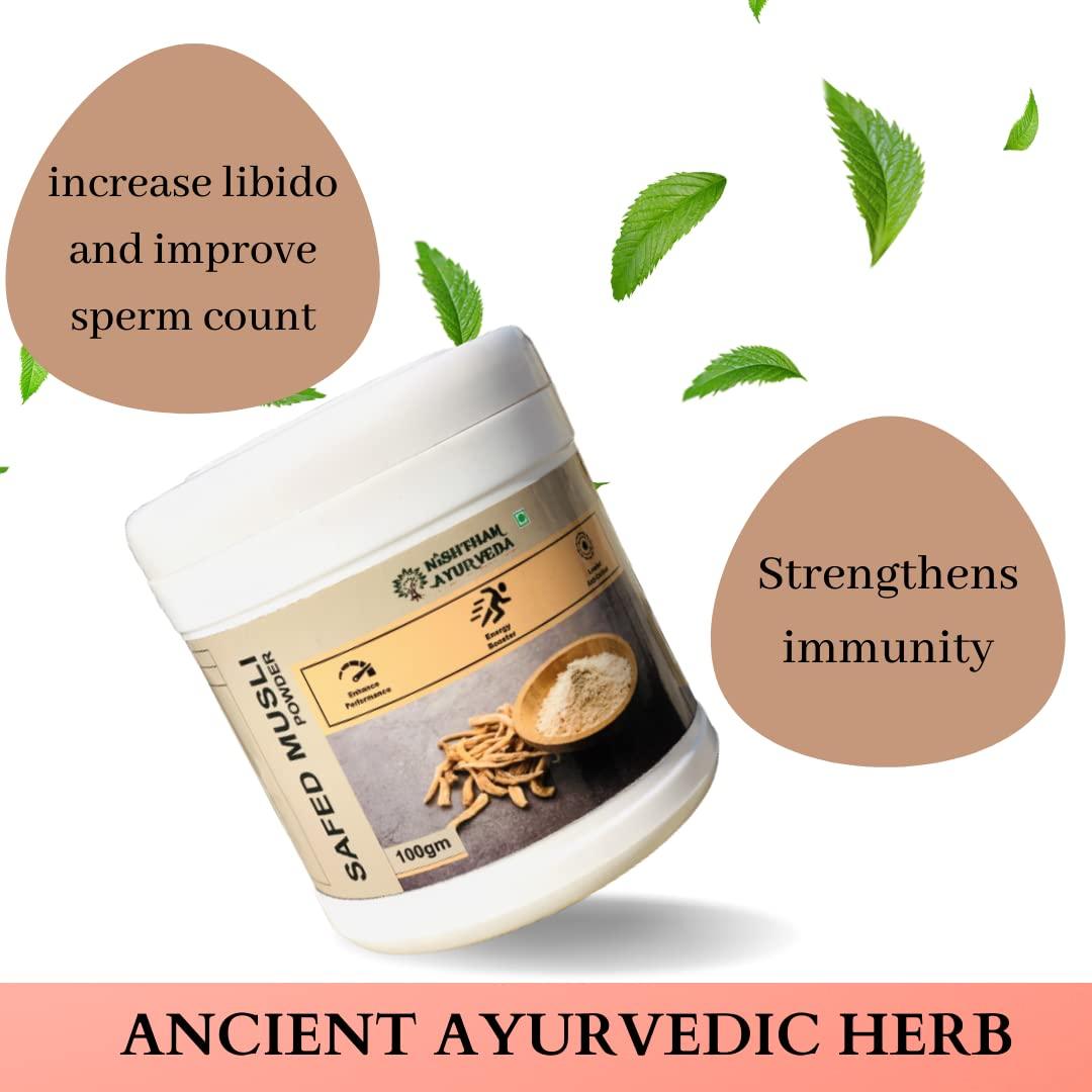Nishtham Ayurveda ORGANIC SAFED MUSLI POWDER BY NISHTHAM AYURVEDA,100gm