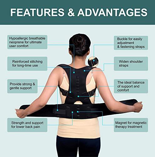 Wonder Care Wonder Care Magnetic Back Taylor Brace Posture Corrector Therapy Shoulder Spinal Support Belt for Back Support Relief for Men and Women (40"-50")