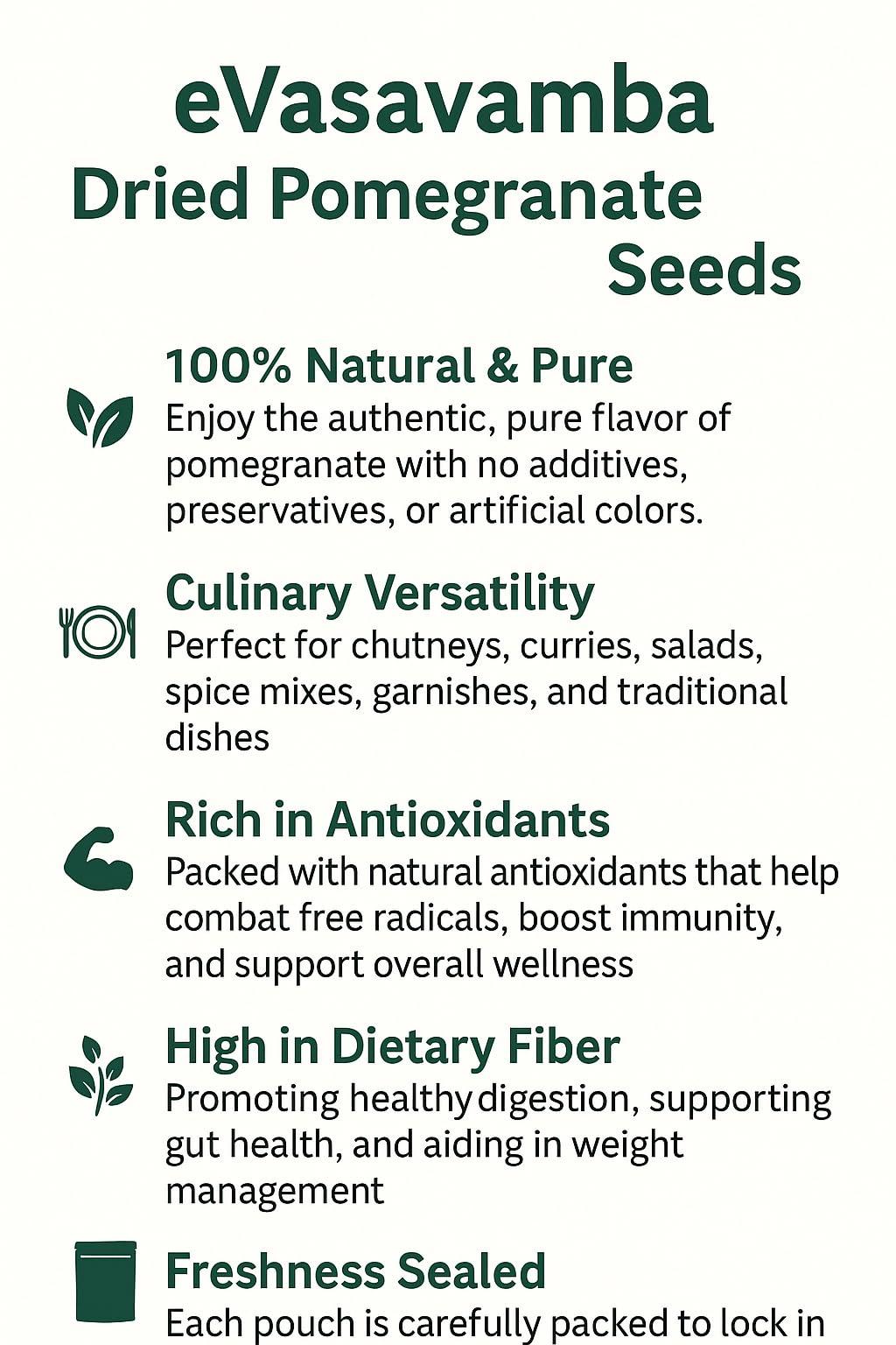 eVasavamba eVasavamba, Dried Pomegranate Seeds | Anardhana | Anar ke Beej | Pomegranate Arils | A++ Grade, 400g