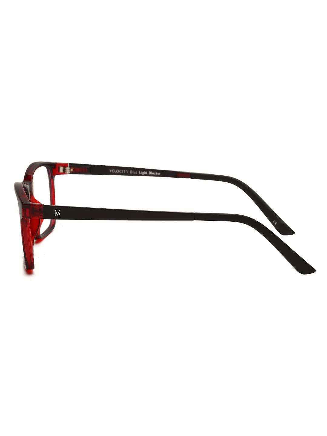 VELOCITY STUDIO Velocity Blue Ray Protection Red Rectangular Shape Frame Computer Eyeglasses For Kids