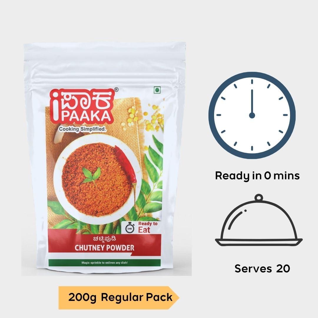 iPaaka iPaaka Chutney Powder, 200g, Ready To Eat in 10 mins,Taste of Karnataka, Chemical Free, Healthy Seasoning, Vegan-No Artificial Colors/Flavours & No Preservatives