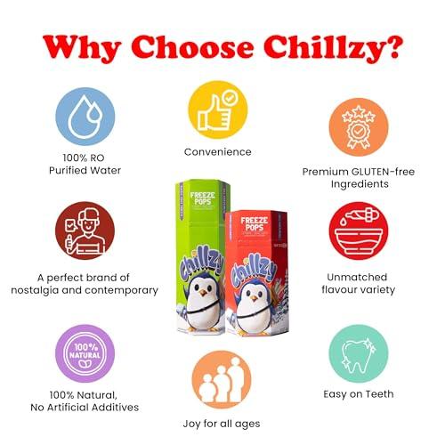 Chillzy Freeze Pops Chillzy Freeze Pops - 12 All Natural Ice Pops - 2 x 6 Flavors - Teeth Friendly - 70ml each - 1 Pack