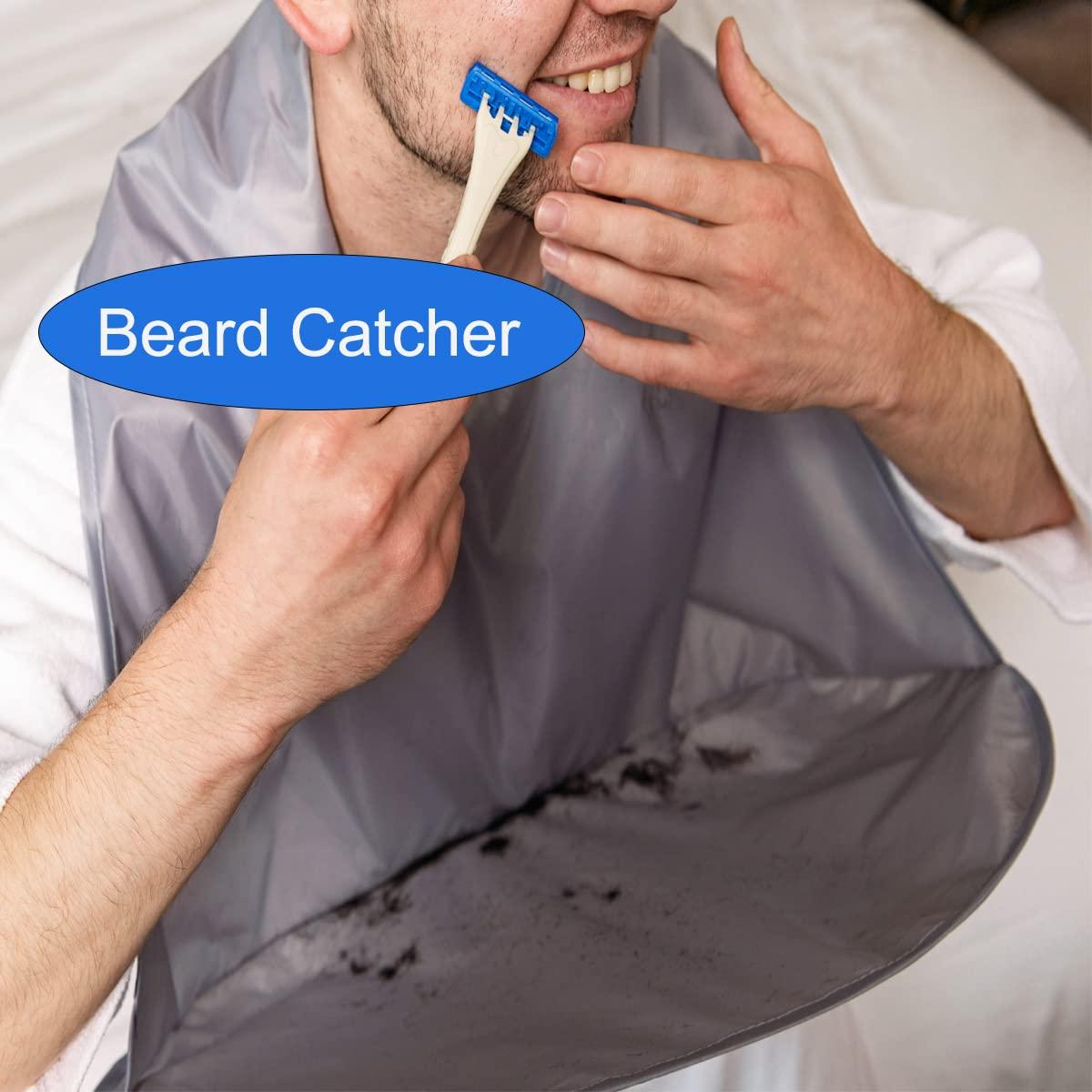 cliclifox Beard Bib Apron, Hair Catcher for Men Shaving & Trimming, Non-Stick Beard Cape Grooming Cloth, Walkable bib, Gifts for Men, Black, 65*56cm