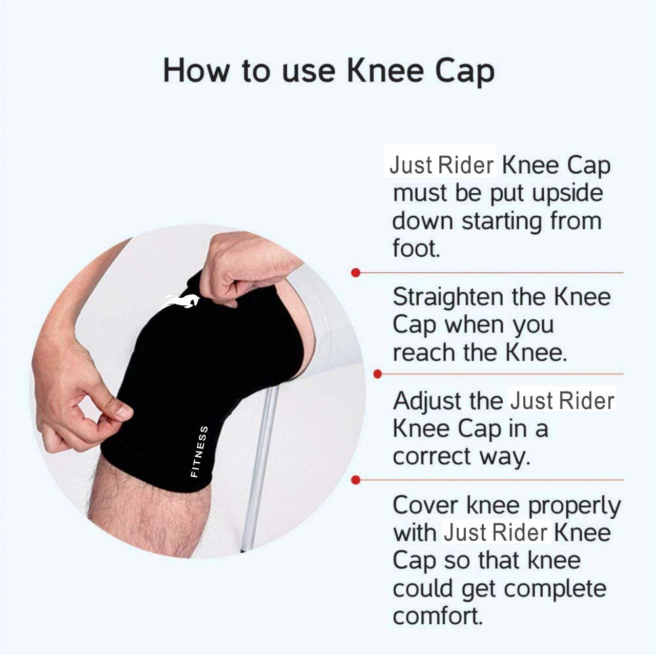 JUST RIDER JUST RIDER Knee Cap for Men Sports Knee Brace for Knee Pain, Gym, and Running for Men and Women (Black, S)