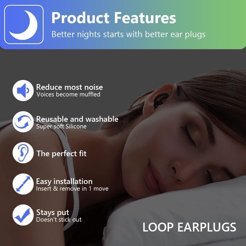 AUGEN AUGEN Ear Plugs for Sleeping, Noise Canceling, Reusable Silicone Earplugs for Hearing Protection, Waterproof EarPlugs Suitable for Sleeping Swimming Studying Traveling Concerts Airplanes (White C, M9)