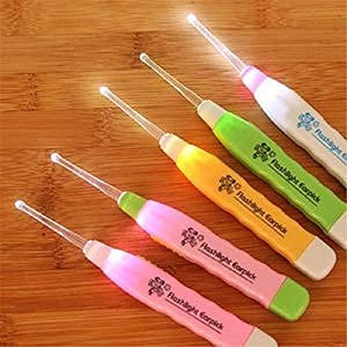 Alokaa Alokaa (PACK OF 5) LED Flashlight Earpick Wax Remover With 2 EarBuds Cleaner Ear Cleaning Led Light Tools For Kids Baby Men And Women Ear Curette Safety with Brush (Multi Color)