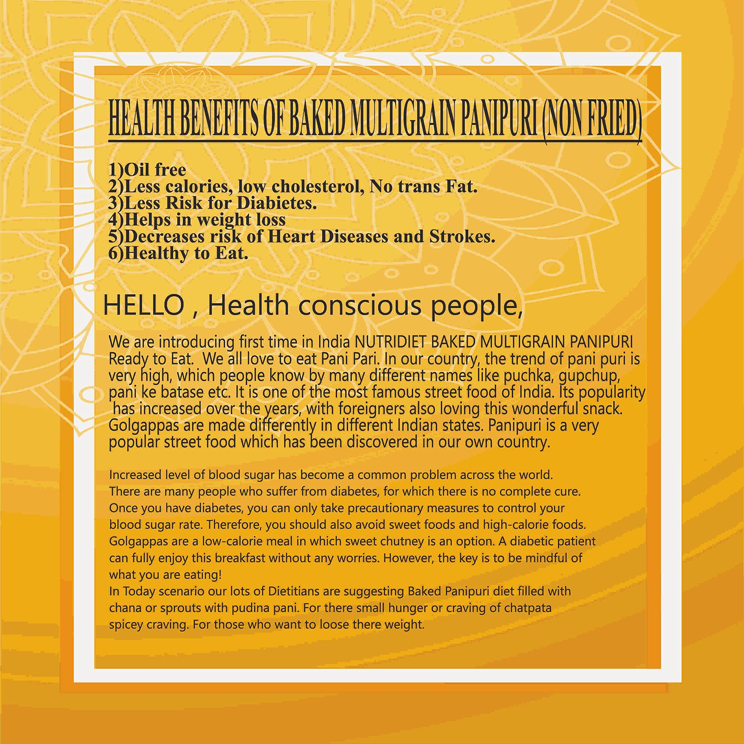 S.U.PRODUCTS (INDIA) PVT.LTD. NUTRI DIET| PANIPURI/PACK OF 2 / TOTAL 100 PURIES | GOLGAPPA |GOL GAPPA | PUCHKA | GUPCHUP | PANI PATASHE | PANI PURI | READY TO FRY | EACH KIT HAS 50 PCS. PURIES (PACK OF 2)