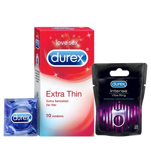 Durex Durex Condoms, Extra Thin - 10 Count & Durex Play Vibrations Massager Ring