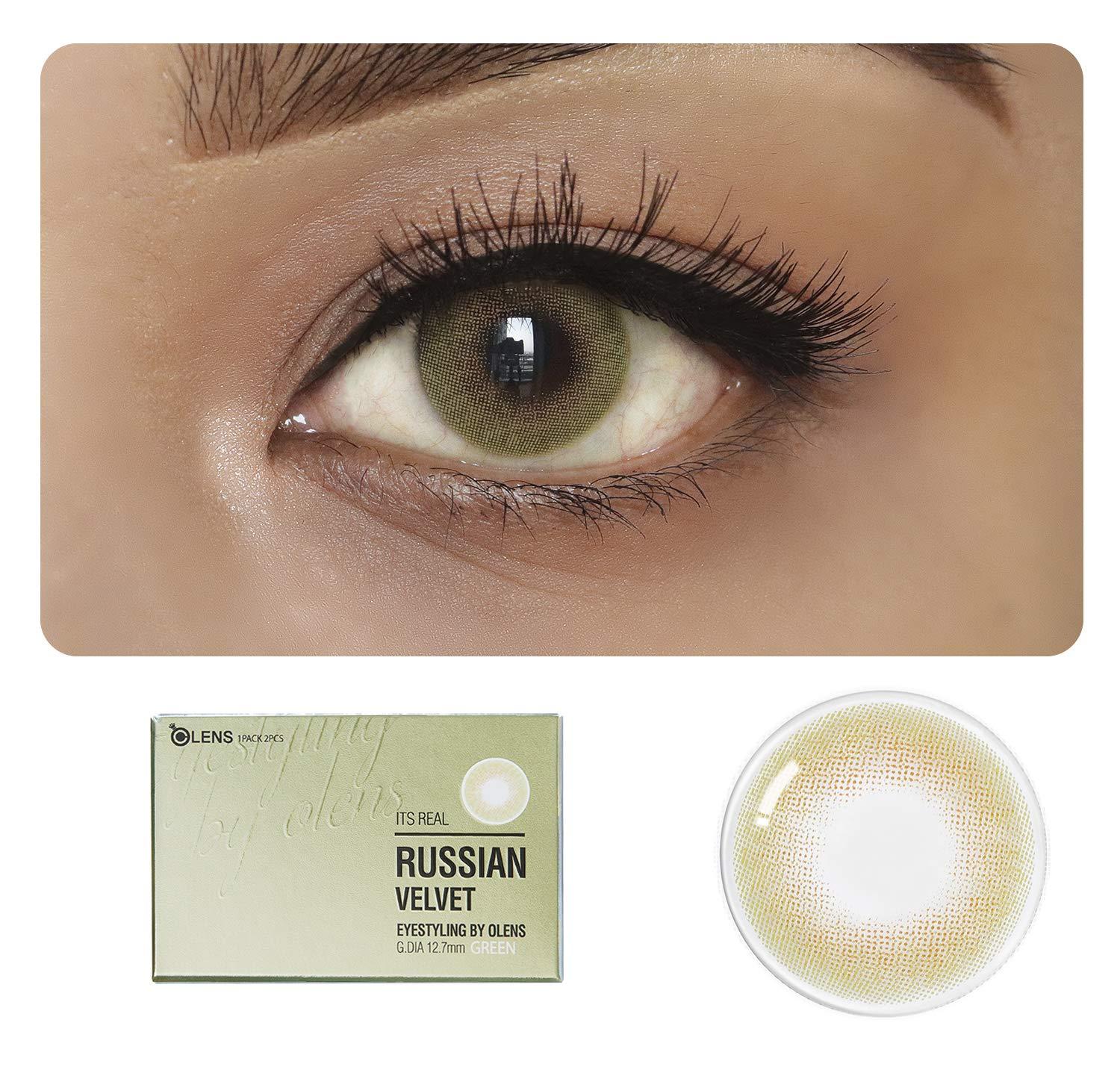 O-Lens O-LENS Russian Velvet Green - Coloured Contact Lens (Monthly Disposable, -0.50 / 2pcs / Green), Natural Looking & Comfy Eye Color Lenses