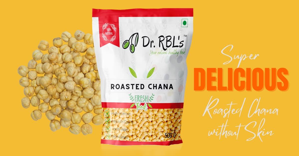 Dr. RBL\'s Dr. RBL\'s Roasted Chana (without skin) | Roasted chickpeas/Bhuna Chana | High Protein, Low Fat, Fiber-Rich Snack - Pack of 6 (3 KG)
