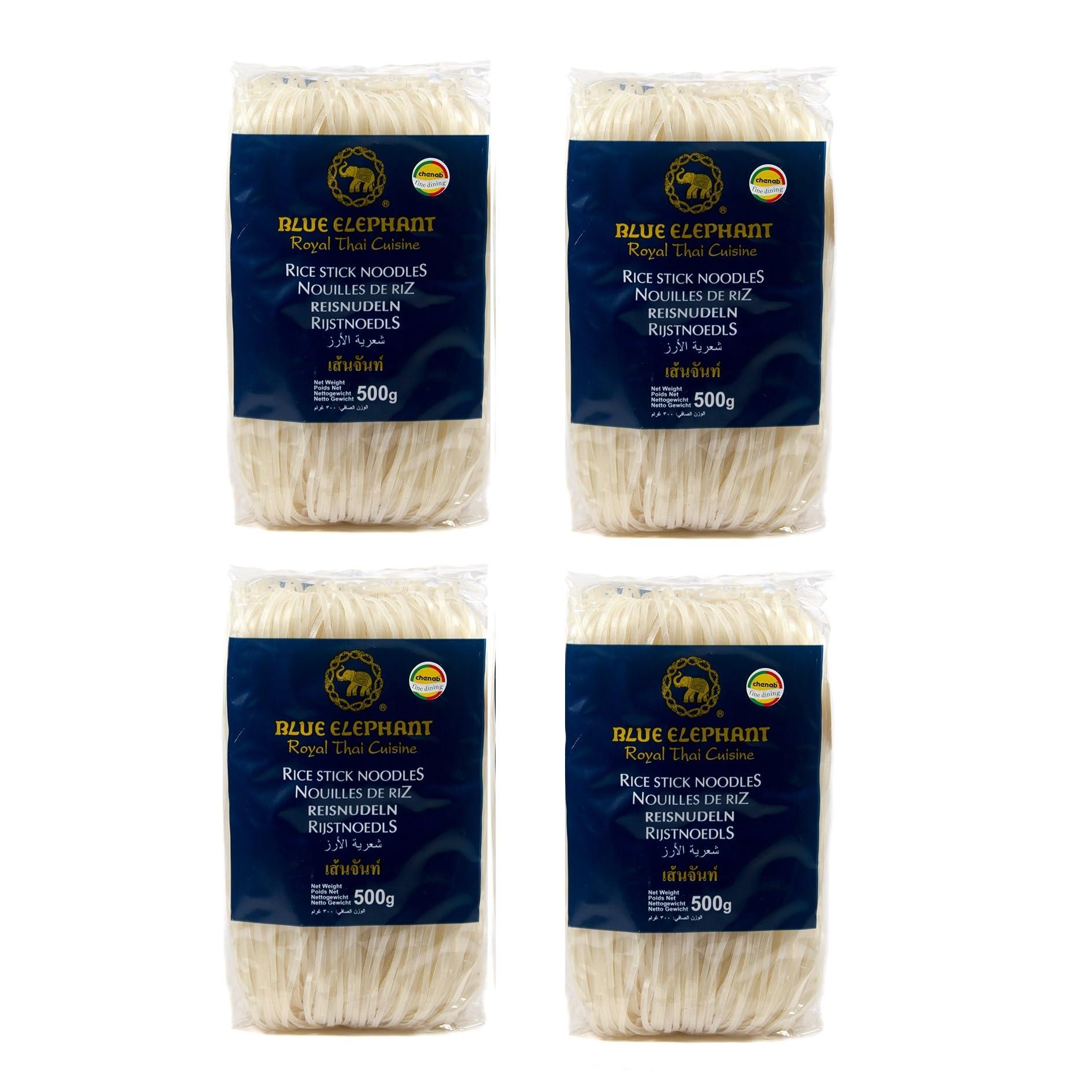 BLUE ELEPHANT Blue Elephant Thai Pad Rice Noodles | No Artificial Color, Preservative Free | 500g (Pack Of 4)