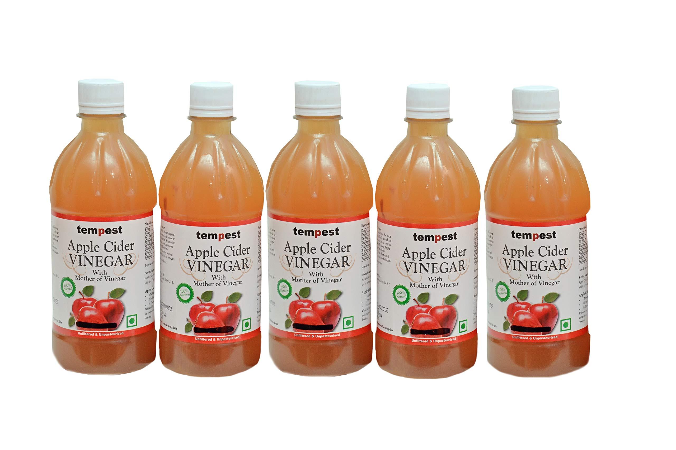 Generic Tempest Apple Cider Vinegar with Mother Vinegar, Raw, Unfiltered and Undiluted - 500 ml (Pack of 5)
