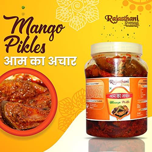 Rajasthani Swaad Rajasthani Swaad Raw Mango Pickle Homemade Marwadi Aam Ka Achar | Traditional Rajasthani Keri Achar | Less Oil | Jar of 400 Grams