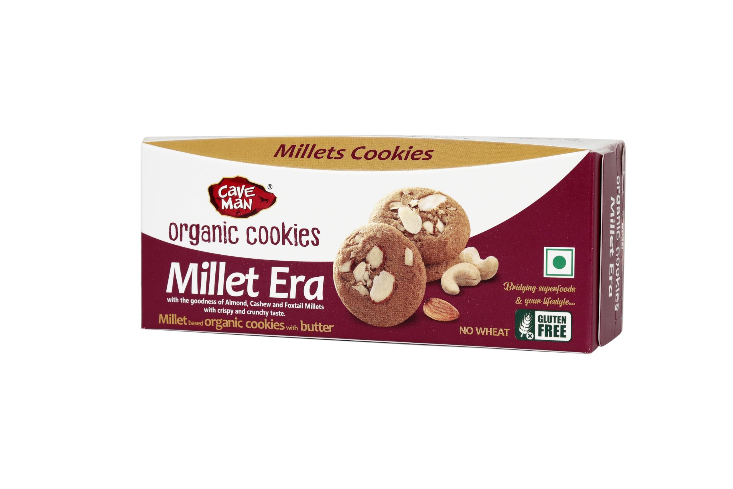 CAVE MAN CaveMan Organic Millet Era Cookies, with Foxtail, Sorghum Millet, Almonds & Cashews. - (60G x 5pcs)