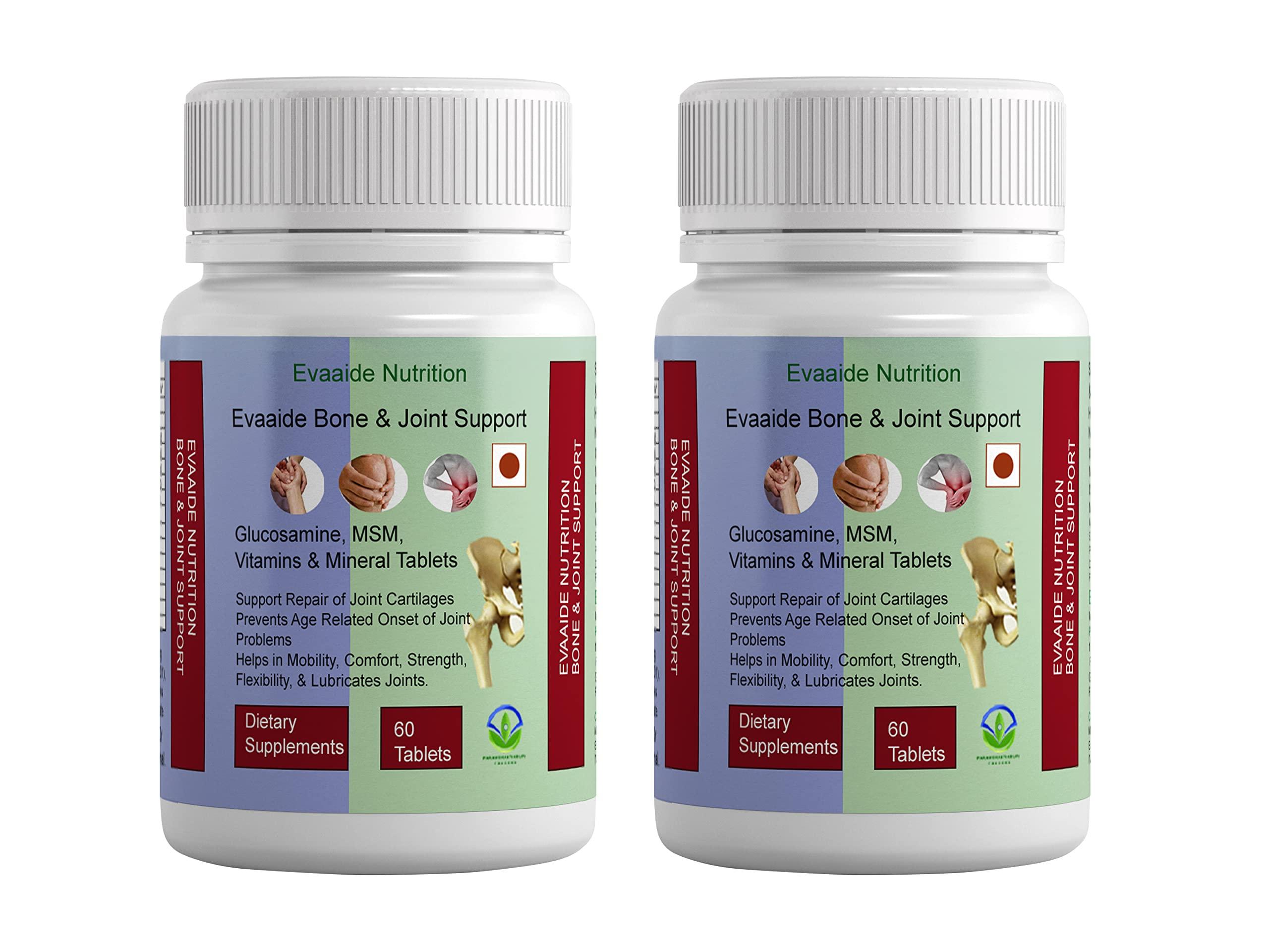 EVAAIDE EVAAIDE Joint Support Supplement, with Glucosamine, MSM, Vitamin & Minerals, For Joint Strength, Mobility, and Flexibility, 60 Tablets